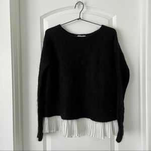 Sézane Black Sweater with Pleated Details